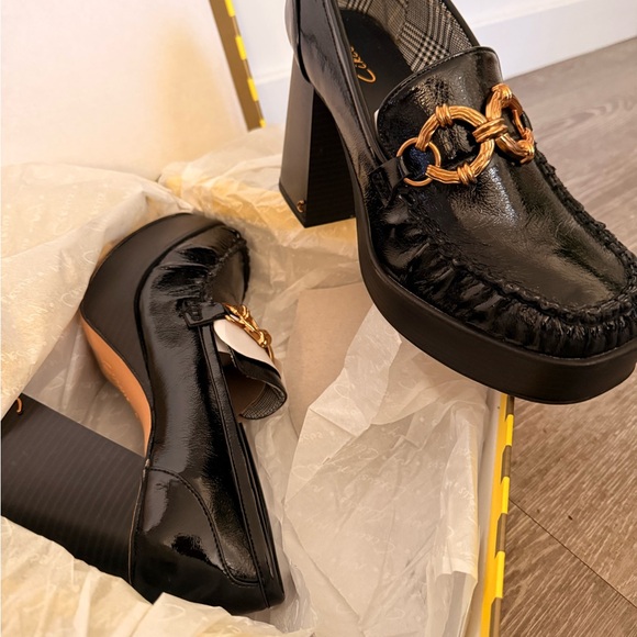 Circus by Sam Edelman ‘Susie’ Chunky Platform Loafers with Gold Chain - Picture 3 of 4